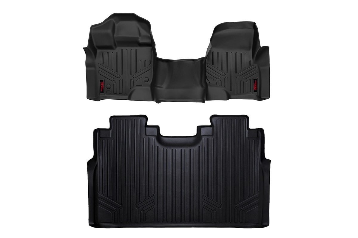 Ford F-150 Floor Mats - Front + Rear - Rough Country - Over Hump - '15-'25